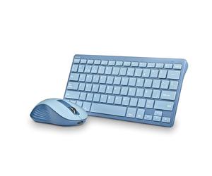 NGS Fantasy Kit Bleu Combo Clavier et Souris Langue Française AZERTY Rechargeable sans Fil Silencieux Multimode (2,4 GHz/BT1/BT2), 12 Touches multimédia, dpi réglable, Compatible avec PC/Mac/Tablets