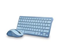 NGS Fantasy Kit Blue - Clavier et Souris sans Fil QWERTY Espagnol, Silencieux Rechargeable, multimode 2,4 GHz et Bluetooth, 12 Touches multimédias, DPI réglable, Bleu