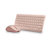 NGS Fantasy Kit Rose - Clavier et Souris sans Fil QWERTY Espagnol, Silencieux Rechargeable, multimode 2,4 GHz et Bluetooth, 12 Touches multimédias, DPI réglable, Couleur Rose