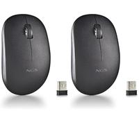 NGS Fog Pro Black - Souris sans Fil, Souris Optique 1000 DPI, Interface Nano USB, Boutons Silencieux, 2 Boutons et Molette de défilement, Plug and Play, Ambidextre, Couleur Noire (Lot de 2)