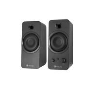 NGS GSX-200 Enceintes PC 2.0 Noires 20W RMS, Connecteur 3.5mm, Alimentation Secteur, Dimensions 210x110x210mm, Poids 1.09kg