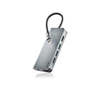 NGS Hub NGS-HUB-0090: Adaptateur USB 2.0 Type-C argenté, 3x USB 3.2 Gen 1, HDMI 4K 30Hz, RJ45 1Gbps, lecteurs SD/TF, Power Delivery 60W, compatible Windows/macOS/Linux