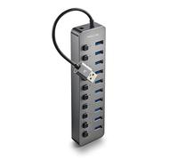 NGS Technology - Hub USB 3.0 IHUB 10, 10 ports, 5 Gbps, interrupteurs indépendants, 12V/4A