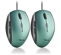 NGS Moth Ice - Souris Optique USB avec câble et Adaptateur USB-C, 5 Boutons Silencieux, DPI réglable 800/1200/1600, Ergonomique, Couleur Blanc Glace (Lot de 2)