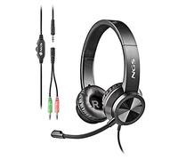 NGS MSX11 Pro - Casque Supra-Auriculaire avec Jack 3.5mm pour Ordinateur et d’Un Adaptateur Double Jack pour PC, Microphone Ajustable, 20 Hz