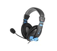 NGS MSX9 Pro Blue - Casque d'écoute avec Bandeau Rembourré, Microphone et Contrôle du Volume, Connexion Jack 3.5mm, 20 Hz, Couleur Bleu et Noir
