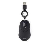 NGS Sin Black - Souris Optique 1000dpi avec Câble Rétractable USB, Souris pour Ordinateur ou o Laptop avec 2 Boutons, Ambidextre