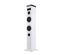 NGS Sky Charm White - Tour de Son Bluetooth 50W avec Télécommande, Entrée Optique, USB, Radio FM et AUX in (Couleur Blanc)