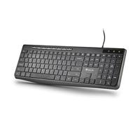 NGS Spectra - Clavier d’Ordinateur Filaire, USB Plat, Disposition espagnole QWERTY, Silencieux et Ultra-Fin, 20 Touches multimédias, résistant aux éclaboussures, voyants LED, Plug & Play