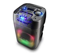 NGS Wild Club - Enceinte Portable Bluetooth, Puissance 80W, TWS, lumières Laser, Double entrée Microphone, Port USB/AUX/TF, Batterie Rechargeable 5400mAh, Fonction karaoké, Son Haute qualité, LED RGB