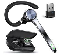 Ngsod Casque Bluetooth, oreillette sans fil avec micro antibruit amélioré, étui de charge de 500 mAh, prend en charge 72 heures de temps de conversation, casque mains libres avec bouton muet pour