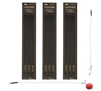 NGT Lot de 30 bas de ligne de pêche à la carpe Micro Barbelé pour tresse de 6,8 kg Tailles 6 8 10 attachés à la main