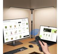 NGTeco Lampe de bureau LED 39,3" avec 3 barres lumineuses, bras articulé réglable, 24W 1500LM ultra-lumineuse, télécommande, idéale pour bureau, travail et étude