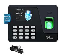 NGTeco Pointeuse Horaire Personnel, Pointeuse Biometrique, avec Calcul Automatique, Horloge Biométrique à Empreintes Digitales AS10 avec USB 8 GB (Français)