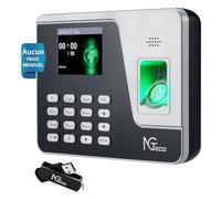 NGTeco Pointeuse Horaire Personnel pour Les organisations de Moins de 500 employés, avec calcul Automatique, Horloge biométrique à Empreintes digitales AS10 avec USB 8 GB (Anglais)