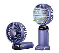 NGTFDCP Ventilateur portatif, Mini ventilateur portable sans fil avec écran numérique, pliable, 5 vitesses pour les voyages(Purple)