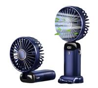NGTFDCP Ventilateur portatif, Mini ventilateur portable sans fil avec écran numérique, pliable, 5 vitesses pour les voyages(Blue)