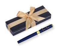 NGTSFLY Stylo Personnalisé avec Prénom Stylo Personnalisable Métallique avec Gravure Laser pour Homme et Femme Cadeau Personnalisé avec Coffret (Bleu)