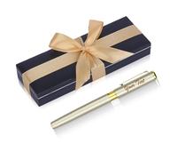 NGTSFLY Stylo Personnalisé avec Prénom Stylo Personnalisable Métallique avec Gravure Laser pour Homme et Femme Cadeau Personnalisé avec Coffret (Or)
