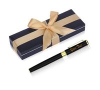 NGTSFLY Stylo Personnalisé avec Prénom Stylo Personnalisable Métallique avec Gravure Laser pour Homme et Femme Cadeau Personnalisé avec Coffret (Noir)