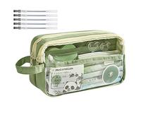 NGUMMS Trousse transparente, organisateur de papeterie imperméable de grande capacité | avec organisateur de papeterie avec fermeture éclair, trousse cosmétique verte pour matériel scolaire