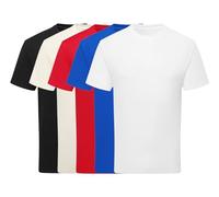 NGWorld Pack De 5 T-Shirts À Manches Courtes en Coton Pur Unis De Couleurs Mélangées Et Vierges - Noir/Naturel/Rouge/Bleu Royal/Blanc - 3XL