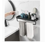 NGXL Porte-Serviettes, étagère carrée Salle de Tablette avec Towel et Mur montées sur Rail, en Alliage d'aluminium Solide Fini Noir Mat,Noir,60cm