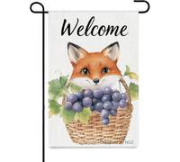 NGZ Fox Drapeau de jardin double face Motif renard Violet Raisin Pour extérieur Décoration toutes saisons