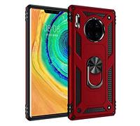 nh Coque Huawei Mate 30 Pro avec Aimant Anneau Support, 360° Double Couche Renforcée Défense Bumper Antichoc Armure Housse Etui avec Protection écran pour Huawei Mate 30 Pro, Rouge