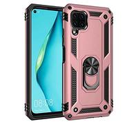 nh Coque Huawei P40 Lite avec Aimant Anneau Support, 360° Double Couche Renforcée Défense Bumper Antichoc Armure Housse Etui avec Protection écran pour Huawei P40 Lite, Or Rose