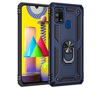 nh Coque Samsung Galaxy M31 avec Aimant Anneau Support, 360° Double Couche Renforcée Défense Bumper Antichoc Armure Housse Etui avec Protection écran pour Samsung Galaxy M31, Bleu