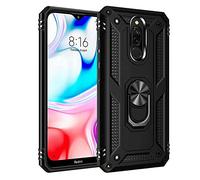 nh Coque Xiaomi Redmi 8 avec Aimant Anneau Support, 360° Double Couche Renforcée Défense Bumper Antichoc Armure Housse Etui avec Protection écran pour Xiaomi Redmi 8, Noir