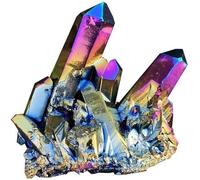 NHDVDVAV Amas de Cristaux Arc-en-Ciel recouvert de Titane Naturel, spécimen de Quartz pour la méditation et l'équilibrage des Chakras, spécimen de Pierre Brute irrégulière,80~110g