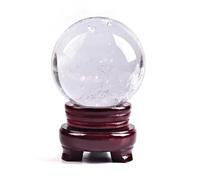 NHDVDVAV Boule de Cristal Artisanale avec Support, Boule en Pierre de Quartz Clair Naturel pour la Divination Feng Shui, Accessoire de Photographie, décoration élégante pour la Maison,3.9"(10cm)