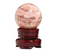 NHDVDVAV Boule de Cristal en Pierre de Viande Rouge avec Support - Pierres précieuses de guérison, Artisanat, sphère en Pierre de Viande, Ornements en Cristal sculptés à la Main,5.5~6cm