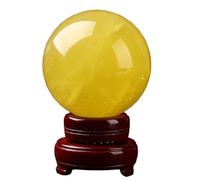 NHDVDVAV Boule de Cristal Jaune Naturel - Sphère de Cristal pour la méditation, idéale pour la Sorcellerie et la décoration, pour la Maison et Le Bureau (Feng Shui).,5.5"(14cm)