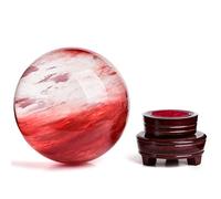 NHDVDVAV Boule de Cristal Rouge en Pierre de Fusion | Boule d'obsidienne Rouge avec Support, Sculpture en Pierre de Quartz | Décoration d'intérieur, Photographie, Ornements,50mm/1.96in