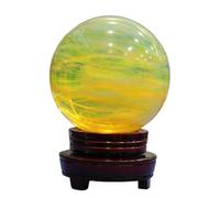 NHDVDVAV Boule de Pierre de Quartz Jaune fondante avec Support, Boule de Pierre précieuse, sphère de guérison, Sculpture, Figurine pour la Divination Feng Shui, décoration de la Maison,7.1"(18cm)