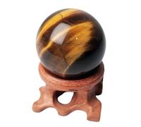 NHDVDVAV Boule décorative en Pierre œil de Tigre avec Support, sphères de guérison en Quartz Naturel, Boule de Cristal de Divination polie pour la Photographie, la Richesse et Le succès,55~60mm