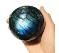 NHDVDVAV Boules de Cristal de Labradorite Naturelles, véritable Boule de Cristal, décoration pour la Maison, Le Bureau, Pierre d'énergie de guérison, Cadeau Spirituel pour la méditation,60mm