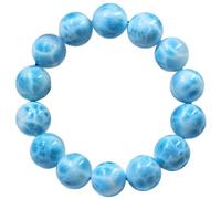 NHDVDVAV Bracelet Extensible en larimar Naturel, Bracelet en Cristal Bleu océan, Perles Rondes en Pierres précieuses, Bijoux pour Femmes et Hommes,8mm
