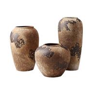 NHDVDVAV Handmade Rustic Vase,Wabi Sabi Pottery Ceramic Vase for Home Decor,Brown Farmhouse Pottery for Home Decor, Living Room, Shelf Decor, Enterway, Wedding,3pcs