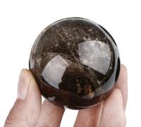 NHDVDVAV Sphère de Cristal de Quartz fumé Naturel - Boule de Pierre polie sur Support - Spécimens de minéraux de Cristal - Ornements de Richesse pour la Maison et Le Bureau