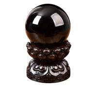 NHDVDVAV Sphère en Obsidienne Noire avec Support, Boule de Cristal Naturel décorative pour la méditation, l'harmonisation des Chakras et la décoration intérieure,4.3"(11cm)