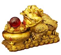 NHDVDVAV Statue de Grenouille d'argent avec Bol au trésor, Sculpture en Laiton Feng Shui de Crapaud doré, Figurine Chinoise de prospérité pour la décoration de Bureau à Domicile,25 * 14 * 16cm