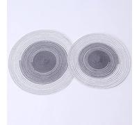 NHEISSCF Placemats Round Placemats for Dining Table Set of 2, Heat Non Slip Kitchen Dinner Mats Woven Cotton Yarn Gradient Color Table Tapis Coaster Dark Grey, 7,1 po