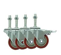 NHEISSCF Roues, Roues Lourdes, roulettes à Tige M16 * 30/100/150 mm, roulettes en Caoutchouc Robustes de 3/4/5 Pouces, roulettes pivotantes for Meubles avec Freins, Longue poignée, Paquet de 4 500 LB