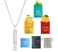 Nhemeylp Ensemble de collier anti-anxiété et de respiration, collier anti-anxiété, collier anti-respiration, pendentif calme en titane et 3 paquets d'aromathérapie, bijoux de bien-être élégants pour