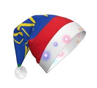 NHGJnk Chapeau de Noël à LED en peluche avec motif drapeau de l'Éthiopie avec bordure douce pour Noël