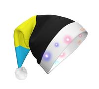 NHGJnk Chapeau de Noël à LED en peluche avec motif drapeau du sultanat de Burongan pour adulte, bonnet de Père Noël lumineux avec bordure douce pour la fête de Noël